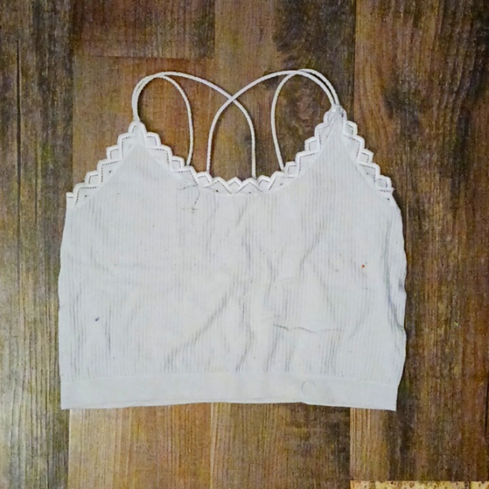 White Cropped Tank Top